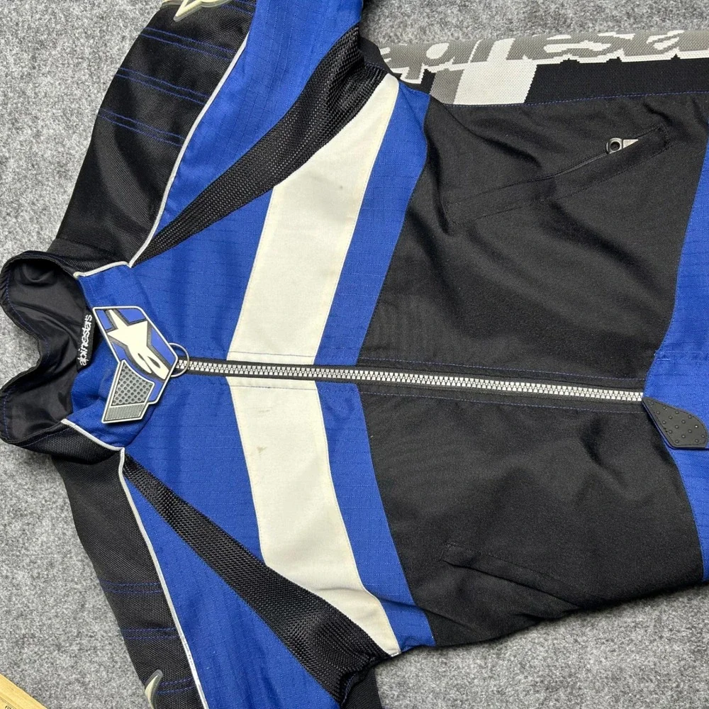 Alpinestars Motorcycle Racing Jacket Blue Black White Biker Moto Y2K Size Medium